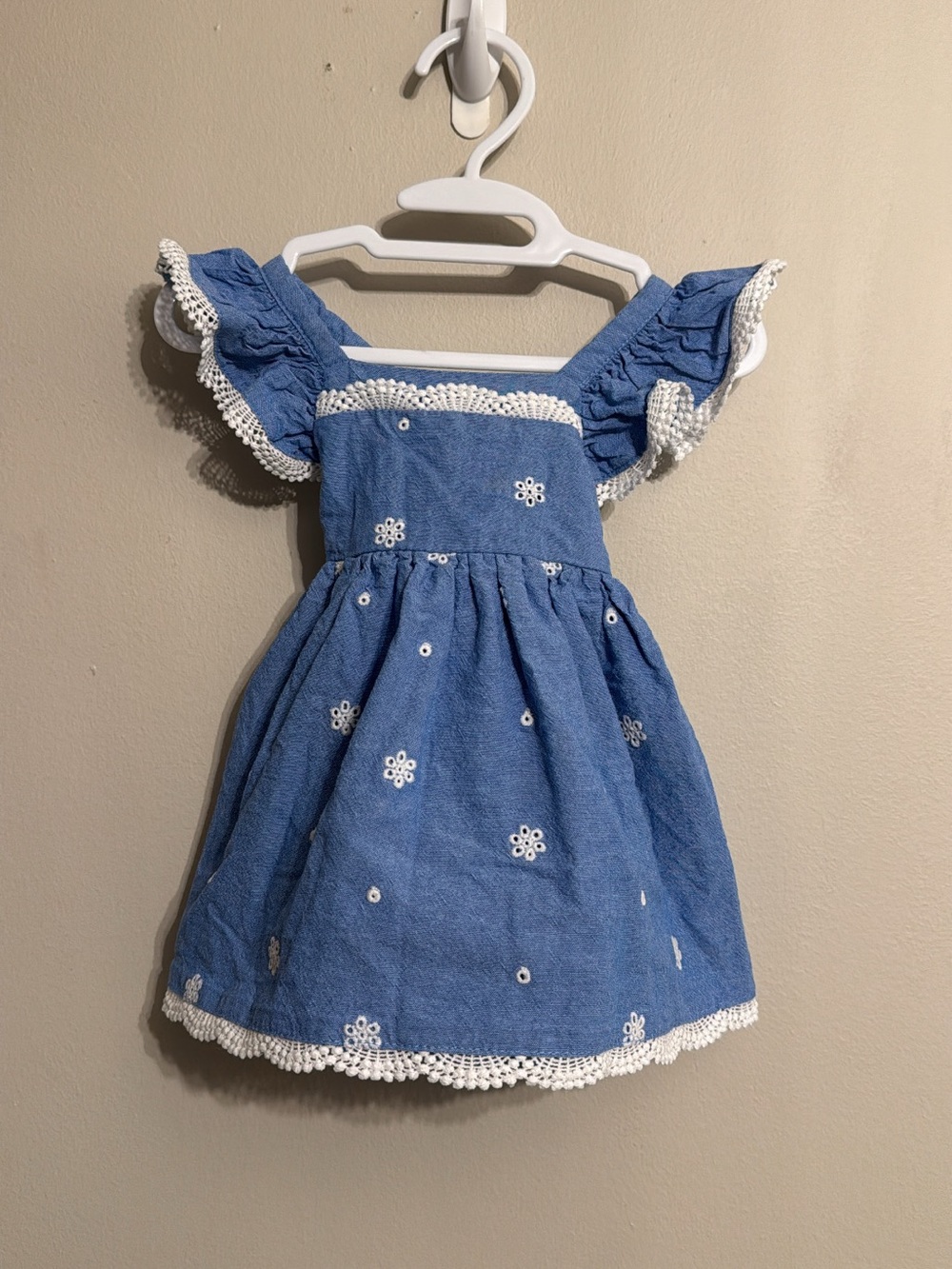 Blue Eyelet lace Flutter-Strap  Dress size 6/9M